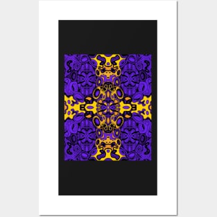 Miniature Aussie Tangle 13 Pattern in Purple and Gold Posters and Art